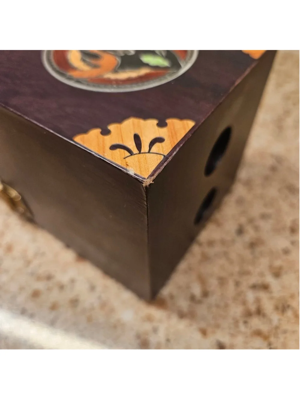 Collectible Korean wood metal inlay jewelry puzzle box
